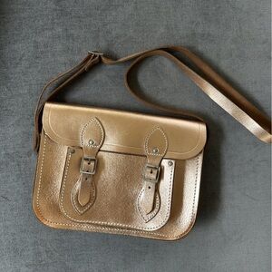 The Cambridge Satchel Company 11” Leather Satchel Metallic Rose Gold Vintage